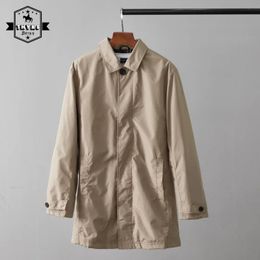 Men's Windproof Mid Length Warm Trench Coat Japanese Style Simple Casual Waterproof Overcoat Male Fashion Laple Business Jackets 240125