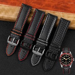 Watch Bands Carbon Fibre Watchband 18mm 20mm 21mm 22mm 23mm 24mm Black With White Red Blue Orange Line For Men And Women Accessories