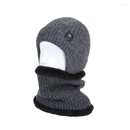 Berets Warm Hat Scarf Set Men Women Winter Knitting Cozy Earflap Beanie Plush Neck Gaiter Combo For