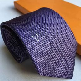 Brand Men's Tie Silk Necktie Designer Purple Jacquard Party Wedding Business Woven Luxury Fashion Plaid Casual Design Box Suit Tie 830