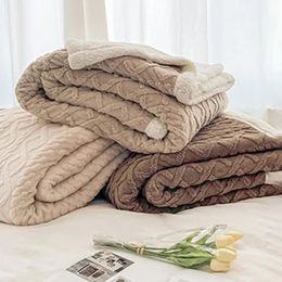 Winter Bed Blankets Solid Colour Fleece Blankets Throws Adult Thick Warm Sofa Winter Blanket Super Soft Warm Duvet Cover Luxury 240119