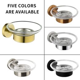 Stainless Steel Glass Soap Dish Holder Brushed Gold Matte Blcak Chrome Nickel Rose Gold Wall Mount Bathroom Accessories 240118