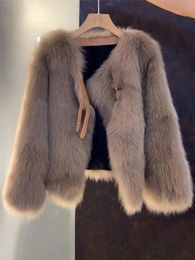 Fluffy Faux Fur Women Coats Lace Up Long Sleeve Solid Female Overcoat Winter Elegant Fashion Warm O Neck Ladies Coats 240125