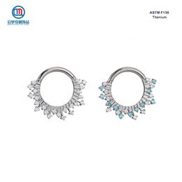 QM 1PCS ASTM 36 Fashion Zircon Clicker Hoop Nose Ring Earrings Body Piercing Jewelry 240130