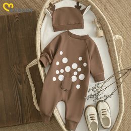 ma baby 018M Christmas born Infant Baby Boy Girl Jumpsuit Long Sleeve Deer Romper Hat Cute Xmas Costumes Outfits 240131