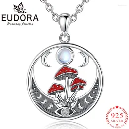 Pendants Eudora 925 Sterling Silver Triple Moon Necklace Mushroom Moonstone Pendant Witch Personality Jewelry Party Gift For Men Women