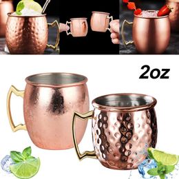 Mugs Mini 60ml Moscow Mule Mug Coffee Wine Bear Cup Hammered Copper Plated Home Kitchen Bar Supplies Beer