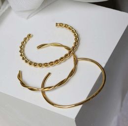 New Trendy Stainls Steel Expandable Bracelet 18k Gold Plated Twisted Cable Cuff Bangle Bracelet Femme 20215671953