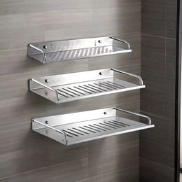 Bathroom Shelf Organiser Storage Wall Mounted Shelves Kitchen Shower Rack Stainless Steel Shampoo Holder Drain Water Accessories 240202