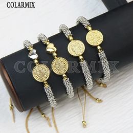 5 Pcs Handmade Metallic Loose Spacers Flat Flower Beads Strand Barcelet Adjustable chain Fashion Jewellery Gift 40344 240127