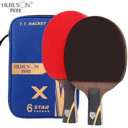 Professional 6 Star Table Tennis Racket Pimplesin Rubber Hight Quality Blade Carbon Fibre Ping Pong Paddle Set 240124