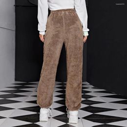 Women's Pants Women Casual Trousers Cosy Winter Plush Warm High Waist Sweatpants Cold-proof Ankle-banded For Fall Soft