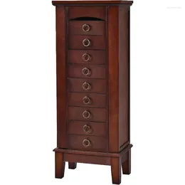 Storage Boxes Giantex Jewellery Cabinet With Top Compartment 9 Drawers & 2 Side Doors Wooden Armoire Chest Stand