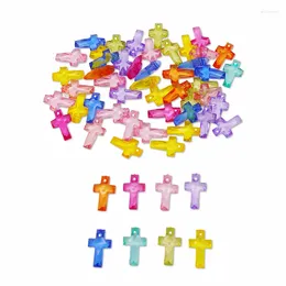 Charms 100PCS Acrylic Cross Shape Translucent Random Colour Pendant For Earrings Necklace Bracelet Handmade Jewellery Diy Accessory