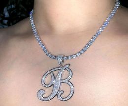 Customise name Jewellery iced out bling cz tennis chain all 26 Initial Alphabet letter necklace8902828