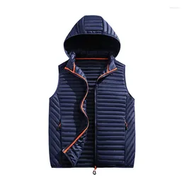 Men's Vests Vest Autumn/Winter Hooded Warm Tank Top Solid Color Casual