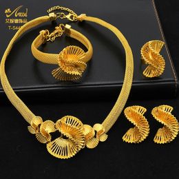 ANIID Ethiopian Gold Plated Jewelry Set For Women Bridal Dubai Jewellery Wedding Brazilian Eritrean African Earring Necklace Set 240123