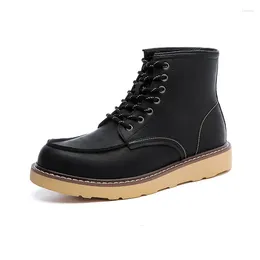Boots Autumn Winter Handmade Vintage Men Shoes Real Leather British Tooling Ankle Round Toe Lace-up Outdoor Motorcycle
