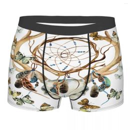 Underpants Mens Boxer Sexy Underwear Dream Catchers Cow Skull With Butterfly Male Panties Pouch Short Pants