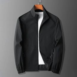 Mens Jacket Spring and Autumn Casual Stand up Collar Solid Color Comfortable Versatile Top Coat L4XL 240201