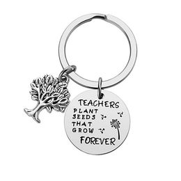 Stainless Steel Keychain Pendant Teachers Plant That Grow Creative Tree of Life Decoration Keyring Teacher's Day Gift3132600