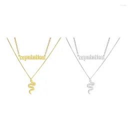 Pendant Necklaces R2LE Stainless Steel Collarbone Chain Serpent Necklace Double Layer Neckchain Jewellery