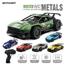 Sulong Metal RC Car Toys 124 2.4G High Speed Remote Control Mini Scale Model Vehicle Electric Metal RC Car Toys for Boys Gift 240119