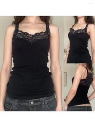 Mulheres Sleepwear Mulheres Sexy Lace Strap Tank Tops Sem Mangas Malha Básica Verão Camiseta Y2K Slim Fit Cami Top para Meninas Adolescentes