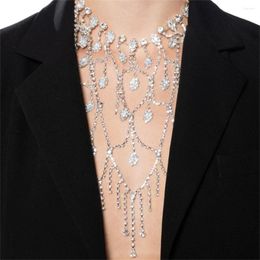 Chains 2024 Long Tassel Choker Necklace Rhinestone Jewellery For Women Bohemian Water Drop Crystal Statement Collar