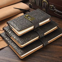 200 Pages B5A5A6 Code with Lock Diary Book Notepad Agenda Planner European Style Retro Notebook Simple Hand Account 240119