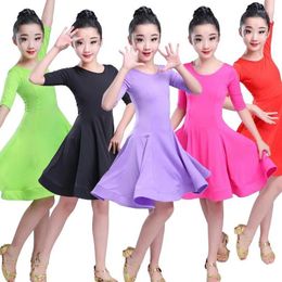 Stage Wear Professional Latin Dance Dress For Girls Competition Costumes Kids Modern Dancing Ballroom Party Children Dancewear