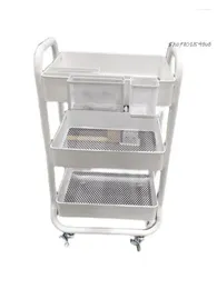 Hooks Three-tier Trolley Pot Dining Car Barber Shop Rack Storage Cabinet Kitchen Dishes