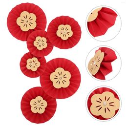 Decorative Figurines 12 Pcs Paper Fan Flower Fans For Birthday Party Wedding Decoration Hanging Plastic Year Of