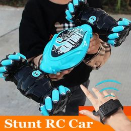 4WD 1 16 Stunt RC Car With LED Light Gesture Induction Deformation Twist Climbing Radio Controlled Car Electronic Toys for Kids 240123