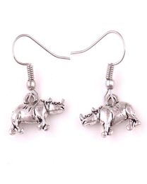 Apricot Fu Vintage Silver Animal Rhino Charm Pendants Dangle Earrings For WomenGirl Fashion Jewellery Gift1943460