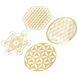 Bowls 4Pcs/Set Metal Energy Decor Sticker Flower Of Life