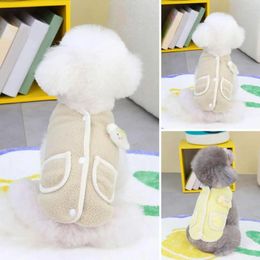 Dog Apparel 1Pc Button Design Pet Vest Fashionable Stylish For Small To Medium Dogs Warm Coral Fleece Pullover Jacket Cat