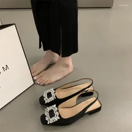 Button Square Shallow Summer 482 Sandals Mouth Comfortable Flat Bottom Anti Slip for Girls Fashion Soft Sole Rhinestone Princess 5138 8294 125KH0Pc531