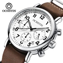 OCHSTIN Men's Classic Pilot Slim Watches Clock Top Luxury Brand Business Wristwatch quartz unique chronograph relogio masculino 240125