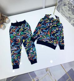 luxury kids hooded pants sets childrens autumn double f print design trousers long sleeve coat set girls sports wear size 1001503897607