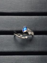 Cluster Rings 2024 S925 Sterling Silver Natural Moonlight Stone Charm Star Live Design Ring Without Optimised Main