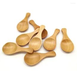 Tea Scoops WSFS 8Pcs Small Wooden Salt Spoon Solid Wood Condiments Handmade Honey Teaspoon Seasoning Sugar Coffee Jam Mustard