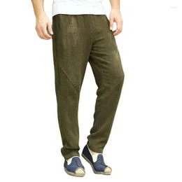 Men's Pants Autumn Winter Men Casual Linen Cotton Trousers Thick Loose Baggy Chinese Style Elastic Waist Hip Hop Harem