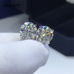 Stud Earrings Pt950 Platinum Total 4-6 Carat Round Brilliant Cut Pass Diamond D Colour Moissanite 4 Prongs Women Jewellery