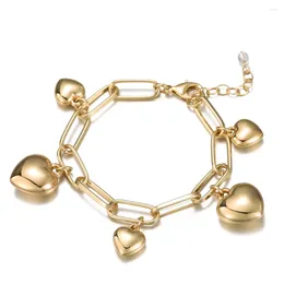 Link Bracelets Big Chain With Heart Charm For Female Gold Color Fashin Hand Bracelet DIY Jewelry Gift 2024 Wholesale
