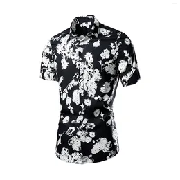 Men's Casual Shirts 2024 Summer Multi Coloured Jacquard Short Sleeve Shirt Floral For Man Rose Men Blouse