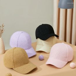 Ball Caps Autumn And Winter All-in-one Solid Color Cap Fashion Plus Cashmere Warm Knitted Large Size Baseball Men Women