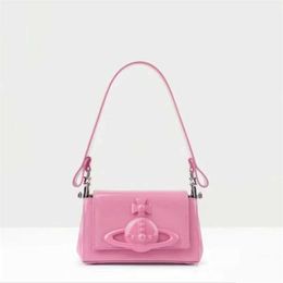 22% OFF Designer handbag Pink Bag for Empress Dowager Xis Underarm Saturn Lacquer Leather Bright Face Handheld Spicy Girl Small Square Versatile