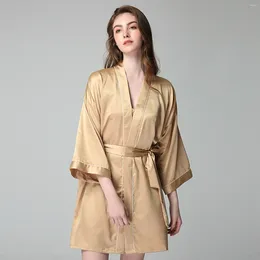 Women's Sleepwear Pyjamas Robes Oversized Imitation Silk Spring/summer Medium Long Sleeved Morning Gowns Bathrobes Homewear