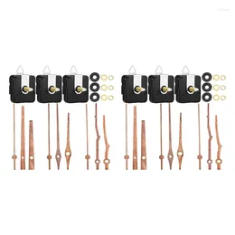 Clocks Accessories -6 Pcs Quartz Clock Movement Mechanism Parts With 3 Types Of Walnut Wood Hands For Repair